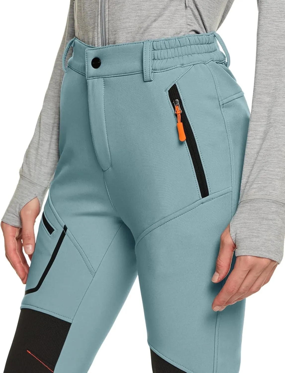 TSLA Women's Softshell Winter Snow Ski Pants, Fleece Lined Waterproof Hiking Pants, Insulated Work Outdoor Pants