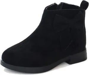 UBELLA Girl's Faux Suede Low Heel Side Zipper Bowknot Ankle Boots (Toddler/Little Kid)