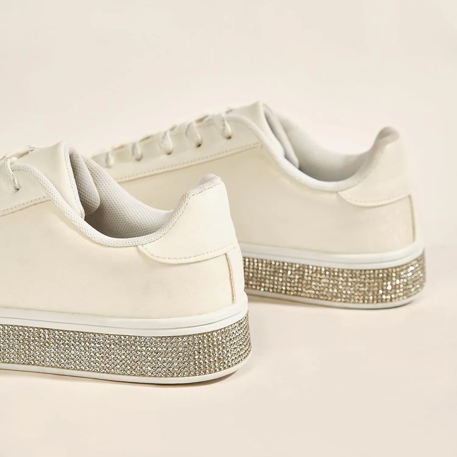 UUBARIS Women's Glitter Tennis Sneakers Neon Dressy Sparkly Sneakers Rhinestone Bling Wedding Bridal Shoes Shiny Sequin Shoes