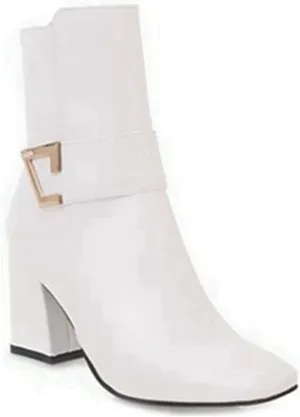 VOKLIN Women's Fashion Pointed Toe Chelsea Ankle Boots Chunky High Heels Zipper Booties Dressy Short Boot