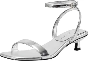 Women's Alona Heeled Sandal, Silver Mirror Metallic Leather 040, 10