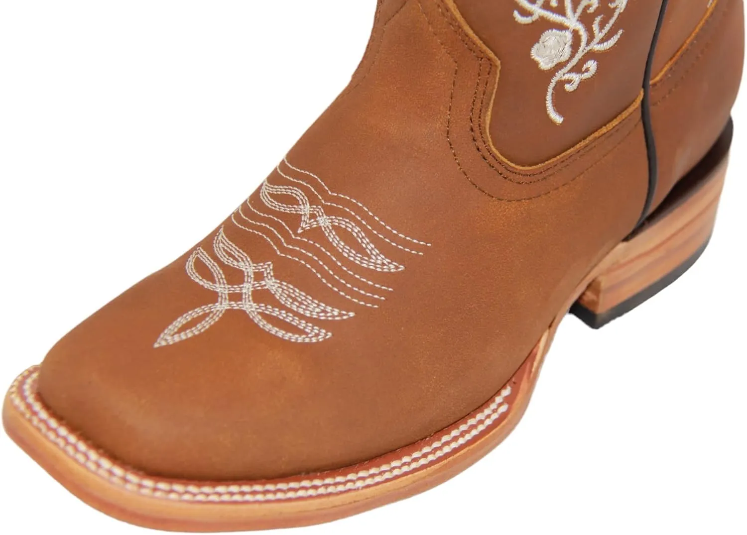 Womens Cowgirl Cowboy Boot Floral Embroidered Square Toe Mid Calf Western Boot