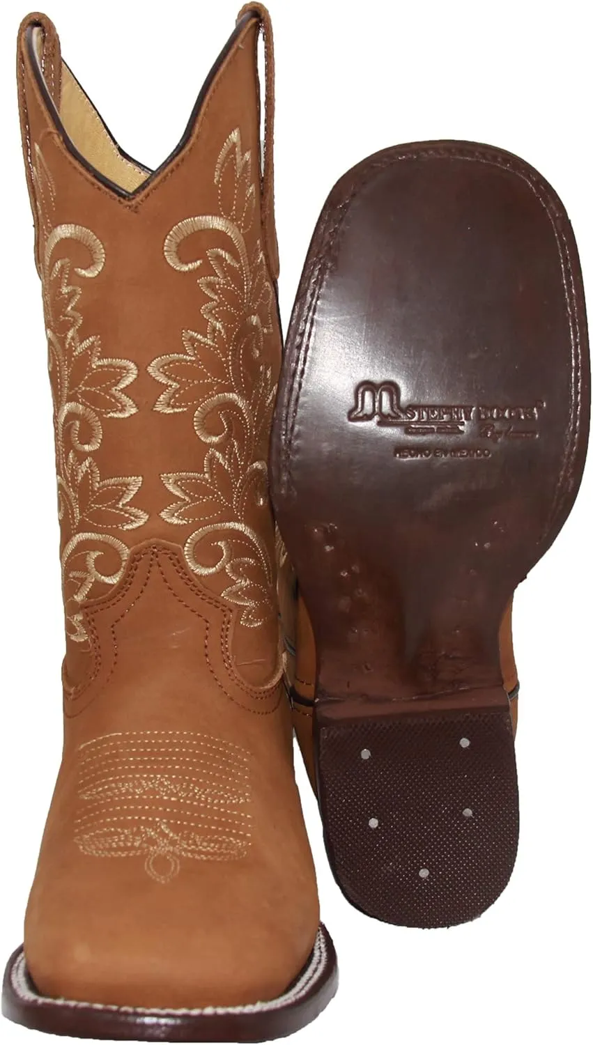 Womens Embroidered Leather Cowgirl Cowboy Square Toe Western Boots