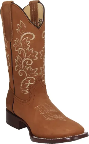 Womens Embroidered Leather Cowgirl Cowboy Square Toe Western Boots