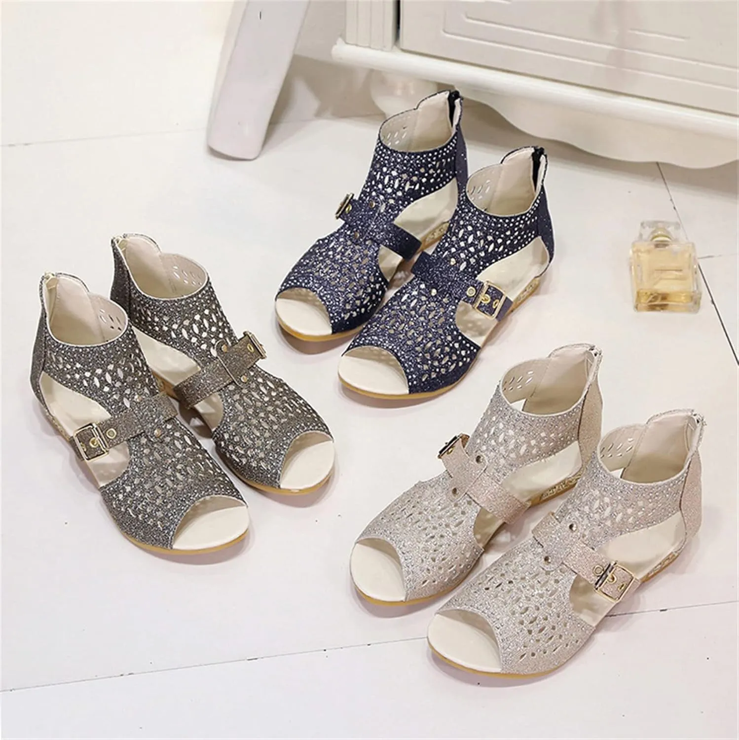 Womens Fashion Slingback Sandals Ladies Comfortable Beach Walking Shoes Thick Cushion Sandal with Hook&Loop,Black,US7.5/EU39
