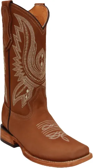 Womens Leather Western Boot Square Toe Cowboy Boot For Women Mid Calf
