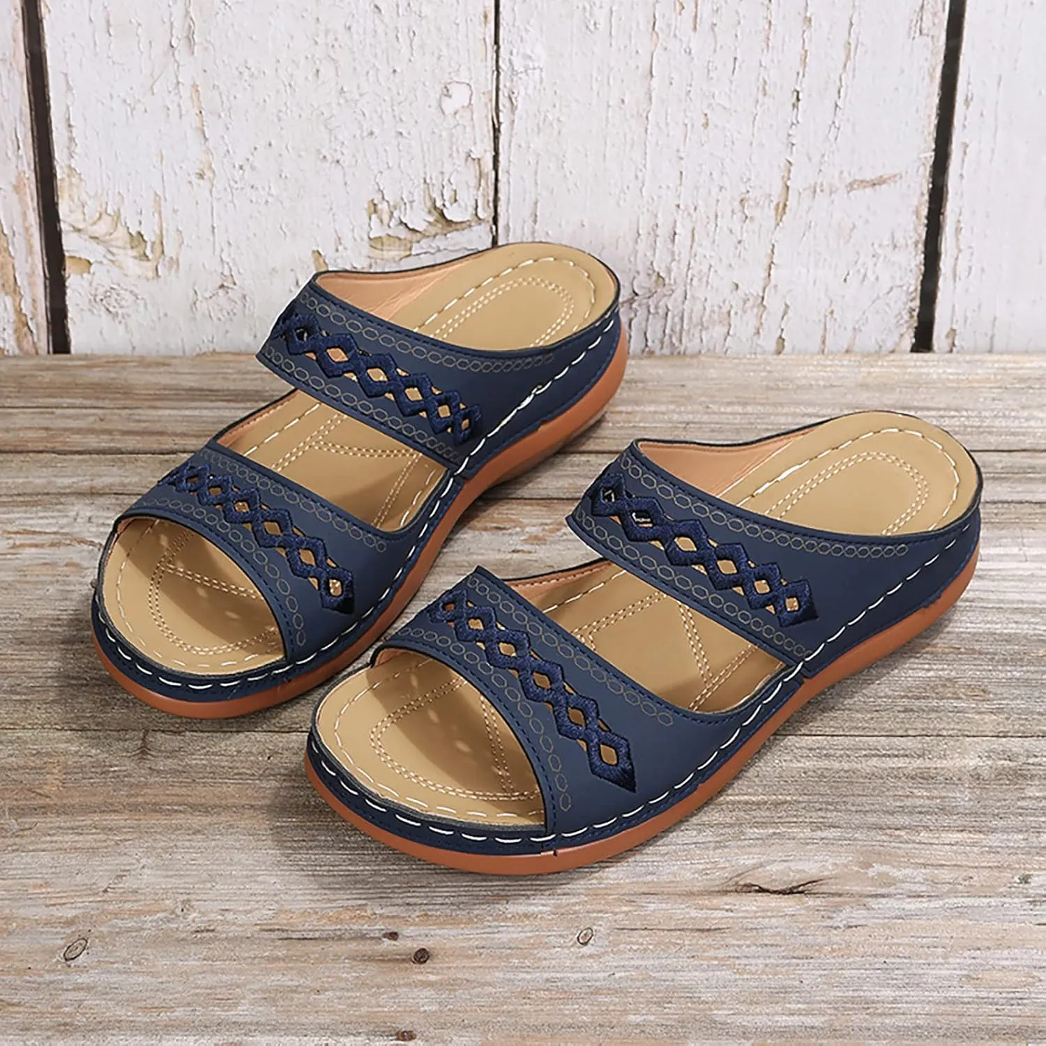 Womens Orthotic Hiking Sandals Arch Support Adjustable Straps Outdoor Walking Shoes Thick Cushion Plantar Fasciitis Relief Summer