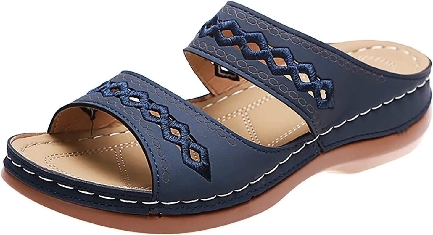 Womens Orthotic Hiking Sandals Arch Support Adjustable Straps Outdoor Walking Shoes Thick Cushion Plantar Fasciitis Relief Summer