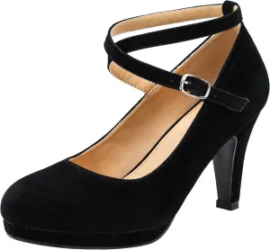 Womens Platform High Heels Sexy Cross Ankle Strap Pumps Wedding Work Party Dress Shoes
