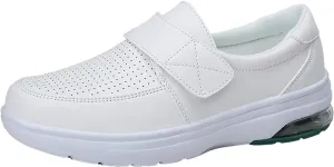 Womens Tennis Shoes Soft Bottom Leather Shoes Hook&Loop Cushion Shoes Arch Support Orthopedic Shoes for Women
