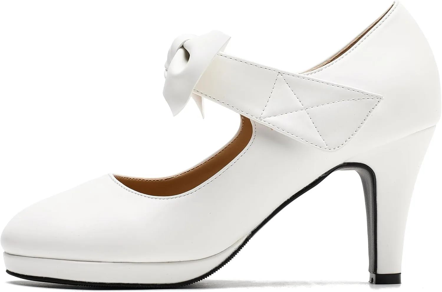 Women's Vintage Bow Heels Platform Mary Jane High Heeled Pumps Ladies Sexy Cute Dress Shoes Wedding Work Party