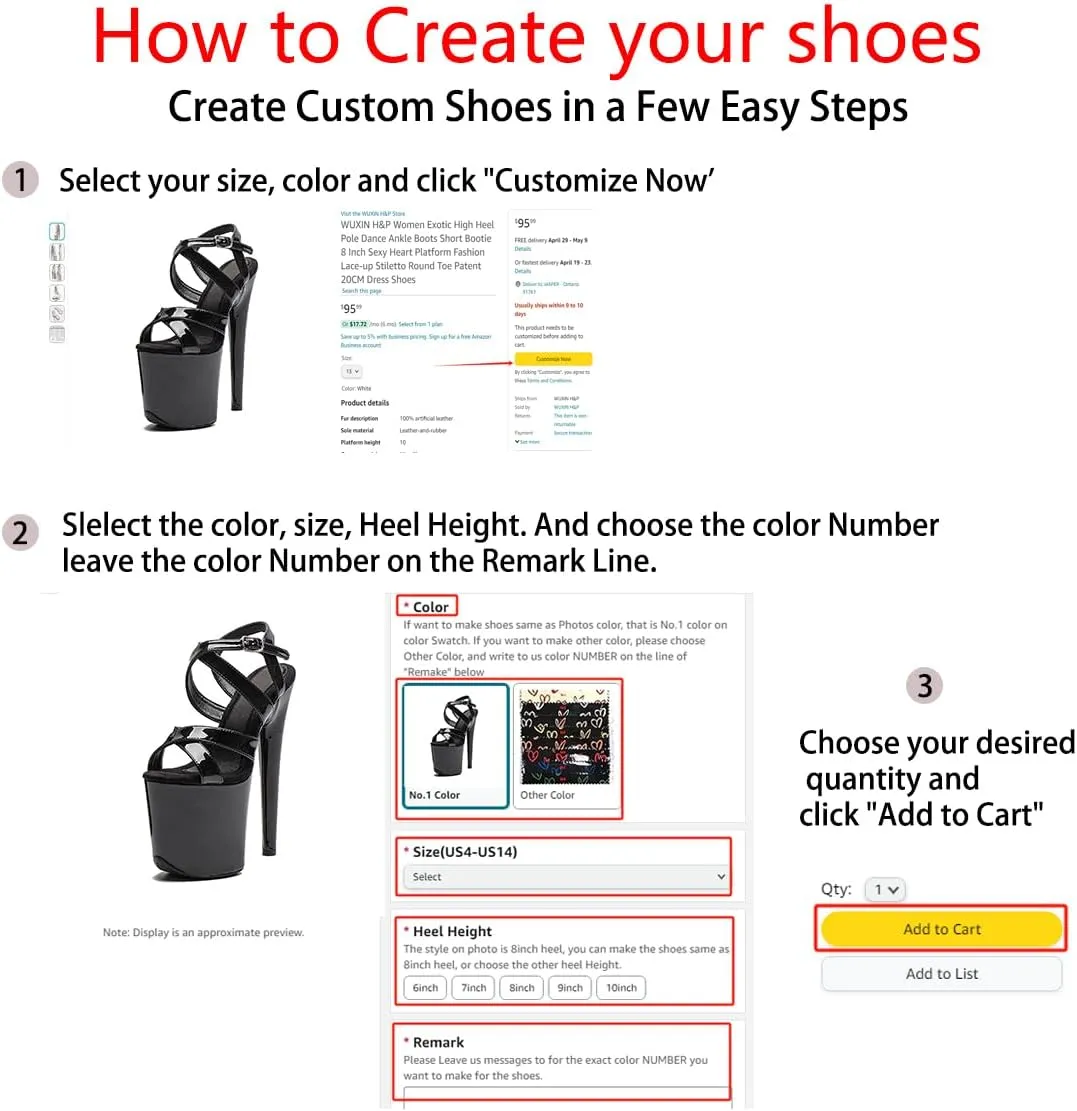 WUXIN H&P Women's Exotic High Heel Sandal 8 Inch Custom Platform Fashion Round Toe Sexy Mirror Stiletto Pole Dance Ankle-Strap Dress shoes