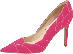 XYD Women Velvet Pumps Closed Pointed Toe High Heels Petaloid Curve Graceful Evening Stiletto Shoes